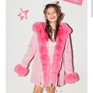 Lola + The Boys Pinky Faux Fur Parka Coat Pink 6
